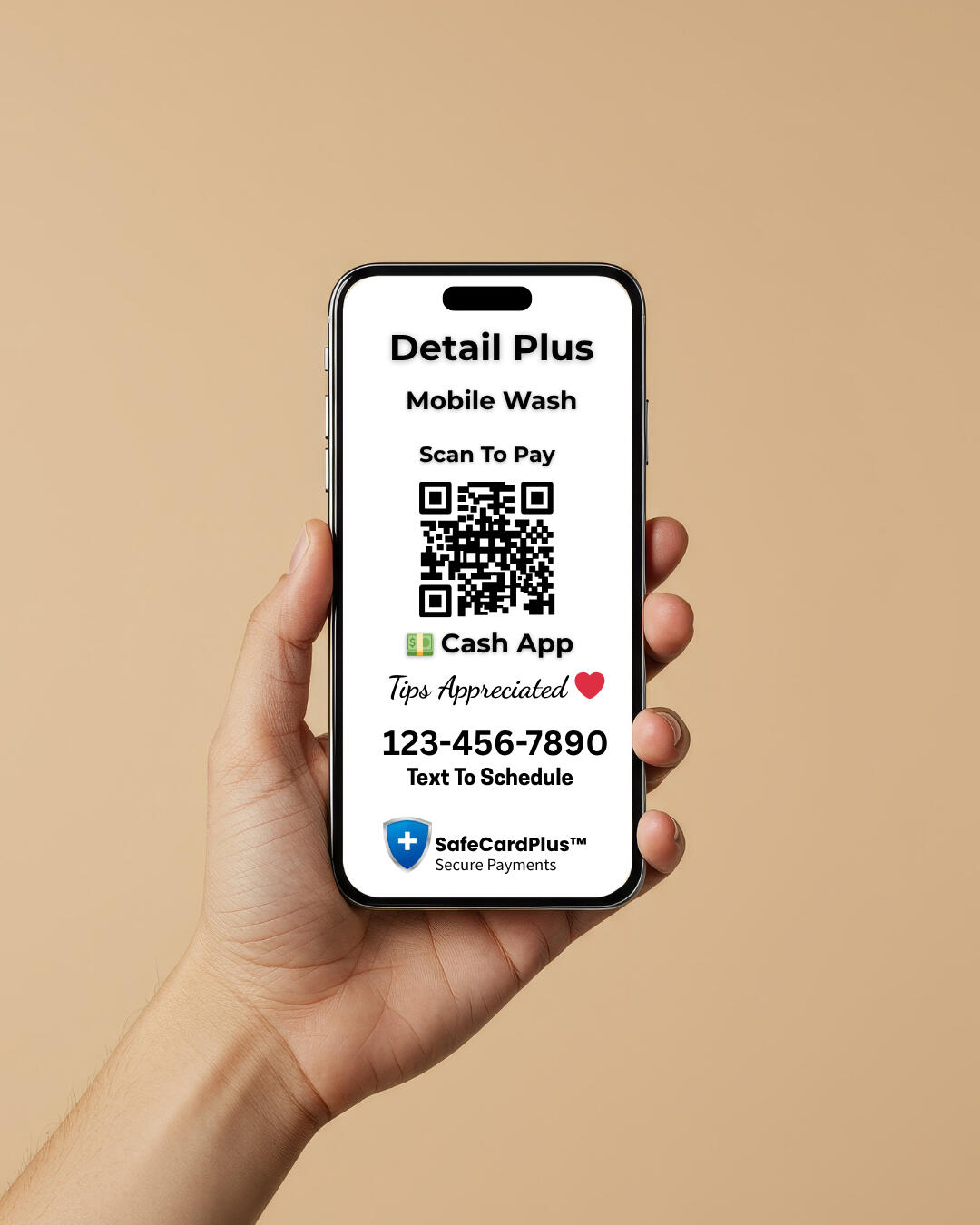 HustlePayments™ with SafeCardPlus™ Freelancer payment page example on SafeCardPlus™ powered by HustlePayments™